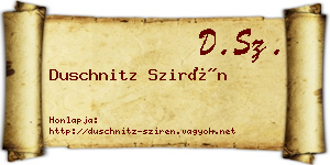 Duschnitz Szirén névjegykártya